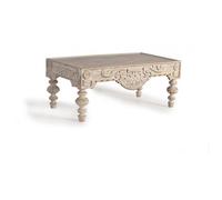 Table basse - Giner y Colomer - Bois de manguier - Sculptée à la main - Blanc antique - Élégance rustique