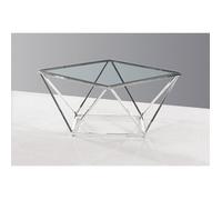 Table Basse - GIOVANNI MARCHESI - Pyramide - Verre Trempé - Métal Chrome - Design Contemporain