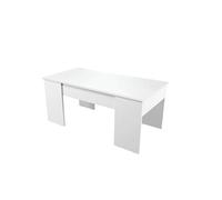 Table basse GOTHAM avec plateau relevable et rangement - Blanc