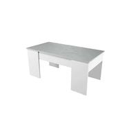 Table basse GOTHAM avec plateau relevable et rangement - Blanc et Béton