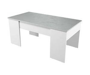 Table basse GOTHAM avec plateau relevable et rangement - Blanc et Béton Blanc/béton G