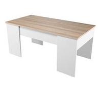 Table basse GOTHAM avec plateau relevable et rangement - Blanc et Bois Blanc/bois G