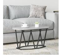 Table Basse - Grey Sonoma - Ovale - Bois d'Ingénierie - Métal Noir