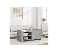 Table basse gris béton 100x50x50 cm bois d'ingénierie, table latérale, table de salon, table d'accent, bout de 848363