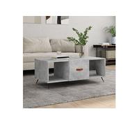 vidaXL Table Basse, Table d'Appoint avec 3 Compartiments, Bout de Canapé avec Pieds et Porte, Meuble de Rangement Salon, Moderne, Gris Béton Bois d'Ingénierie