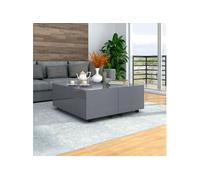 Table Basse Gris Brillant 100 X 100 X 35 Cm Gris