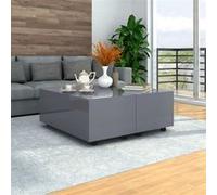 Table Basse Gris Brillant 100 X 100 X 35 Cm Gris