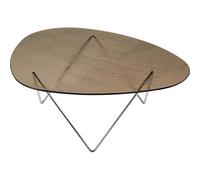GUBI Table basse Pedrera Chrome-verre structuré bronze