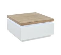 Table basse HALO II - 2 tiroirs - MDF laqué - Avec LEDs - Blanc et Chêne Naturel clair, Blanc