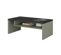 Meublorama Table Basse Havana - Vert Sauge et Noir - Plateau Noir Mat - avec Niche - Design Moderne