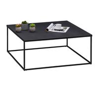 IDIMEX Table Basse HILAR Table de Salon Grande Table d'appoint Design Retro Vintage Industriel, Plateau carré de 80 x 80 cm en métal laqué Noir