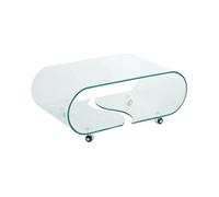 Table basse HOLOW avec roulettes - Table basse design asymétrique en verre trempé