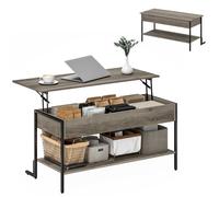 Table basse - HOMCOM - plateau relevable - compartiment caché étagère ouverte - panneau de particules - 95x40x59cm - gris