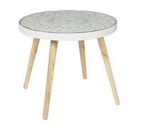 Table Basse - Home Deco Factory - Arabesque - Tendance - Beige Et Blanc