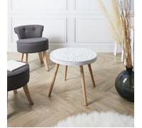 Home Deco Factory – Table basse Arabesque – Tendance – Beige et blanc