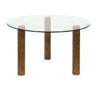 HOME DECO FACTORY - HD0556 Table Ronde en Verre Trempé Clara - Design Élégant et Polyvalent - Conçue pour Repas et Apéritifs - Facile à Entretenir - Dimensions 75 x 75 cm - Couleur Marron