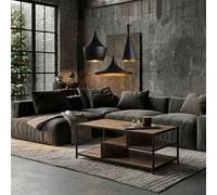 Home Deco Factory - Table basse Edison - Bois & métal, rangement intégré - Marron/Noir - 90x42x55 cm