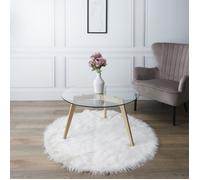 Table Basse - Home Deco Factory - Ronde - Verre Et Bois - Marron Et Transparent