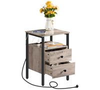 Table Basse - HOOBRO - Table d’Appoint avec Prise et Port USB - Métal - Style Industriel - 40x40x61 cm