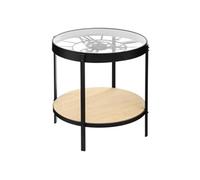 Atmosphera – Table basse horloge mécanisme – Style industriel D50×H51 cm Noir, bois, verre