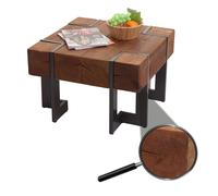 Table basse HWC-A15, table de salon, bois de sapin rustique massif brun 60x60cm