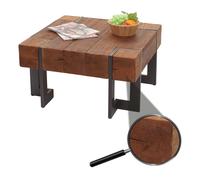 Table basse HWC-A15, table de salon, bois de sapin rustique massif brun 70x70cm
