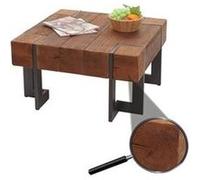 Table Basse Hwc-A15, Table De Salon, Bois De Sapin Rustique Massif Brun 70x70cm Multicolore