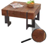 Table Basse Hwc-A15, Table De Salon, Bois De Sapin Rustique Massif Brun 70x70cm Multicolore