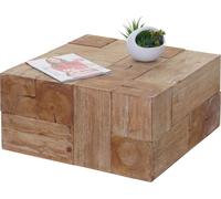 Table Basse De Salon Hwc-A15, Table D'appoint, Bois De Sapin Rustique Massif 30x60x60cm Multicolore