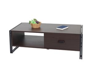 Table basse HWC-A27, table d'appoint table de salon, 41x120x60cm structure 3D, métal MDF brun foncé