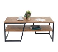Table Basse Hwc-A27, Table De Salon Table D'appoint Table De Salon, Tablette Métal Structure 3d 46x110x60cm, Aspect Chêne Sauvage Multicolore