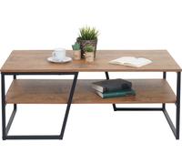 Table basse HWC-A27, Table de salon Table d'appoint Table de salon, Tablette métal structure 3D 46x110x60cm, aspect chêne sauvage