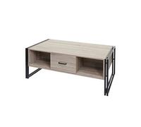 Table Basse Hwc-A27b, Table D'appoint, Structure 3d, 45x150x60cm Fsc-Certifié, Métal Aspect Chêne Multicolore
