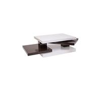 Table basse HWC-G84, table de salon, rotative 34x80x60cm blanc brillant, marron