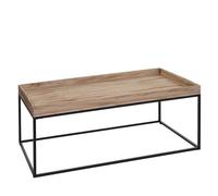 Table basse HWC-K71, table basse table d'appoint, bois massif métal 46x110x60cm naturel