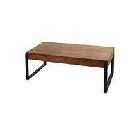 Table basse HWC-L53 métal 43x110x64cm chêne sauvage foncé