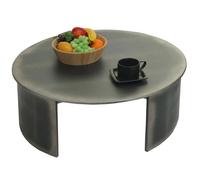 Table basse HWC-L74 - table d'appoint table de salon - certifiée MVG Industrial - ronde Ø80cm - aspect métal brossé
