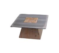 Table basse HWC-L76 bois massif industriel MVG 60x60cm naturel avec aspect métal