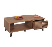 Table Basse Hwc-M45, Table De Salon Table D'appoint Table De Salon, Design 3d Tiroirs 44x120x65cm, Marron Multicolore