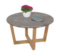 Table Basse Hwc-M61, Table D'appoint Table De Salon, Bois Massif Hdf Stratifié Mélaminé Ø80cm, Aspect Marbre/Pierre, Structure Claire Multicolore