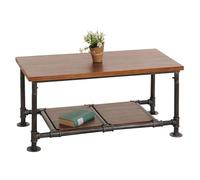 Table Basse HWC-N27, Table de Salon Table Basse Table d'appoint, Industrial Bois Massif métal 48x100x50cm - Marron