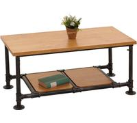 Table Basse HWC-N27, Table de Salon Table Basse Table d'appoint, Industrial Bois Massif métal 48x100x50cm - Naturel