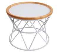 Table basse HWC-N32, Table basse d'appoint Table de salon Table de salon, structure métallique en bois Ø66cm blanc