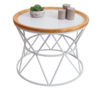 Table Basse HWC-N32, Table Basse d'appoint Table de Salon Table de Salon, Structure métallique en Bois Ø66cm Blanc