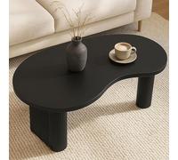 Table Basse HWC-O29, Table d'appoint Table de Salon, Forme Organique Bois mélaminé, 45x110x60cm - Aspect Bois Noir