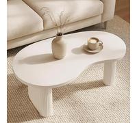 Table Basse HWC-O29, Table d'appoint Table de Salon, Forme Organique Bois mélaminé, 45x110x60cm - Blanc