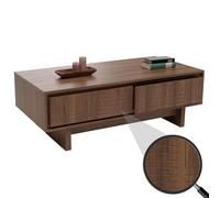 Table Basse HWC-O33, Table de Salon, Table d'appoint, 2 tiroirs, 2 Compartiments, mélamine 40 x 120 x 60 cm - Marron
