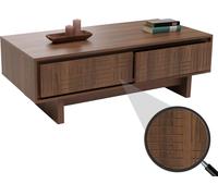 Table basse HWC-O33, table de salon table d'appoint, 2 tiroirs 2 compartiments, mélamine 40x120x60cm ~ brun