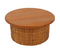 Table basse HWC-P15 table d'appoint table de salon table de salon bois d'acajou rotin ronde Diam. 75 cm