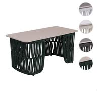 Table Basse Hwc-P90, Table De Jardin, Table De Balcon, Extérieur, Tressage En Corde, Pierre Frittée 43 X 90 X 45 Cm Vert, Plateau Crème Vert
